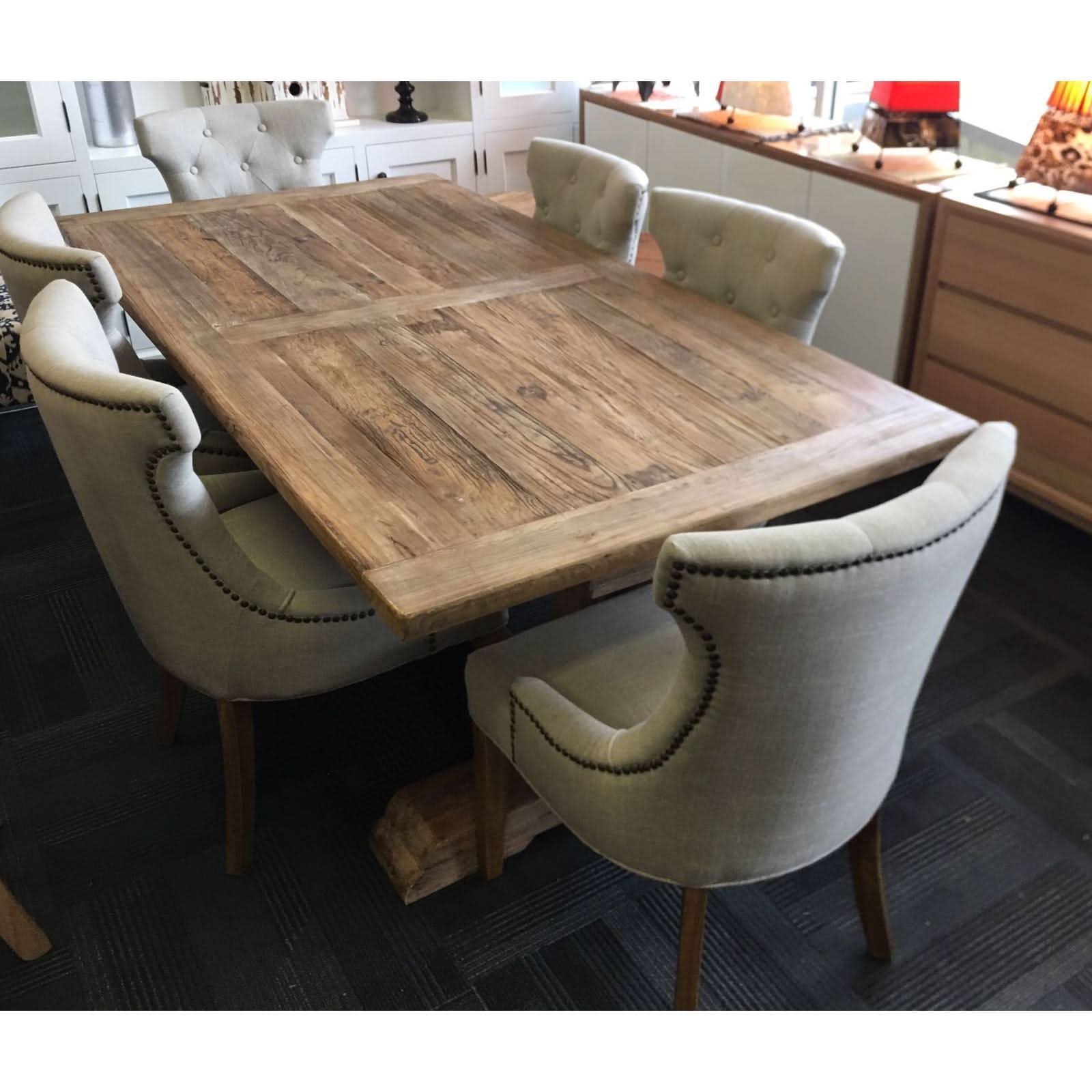 RHIANNON FARMHOUSE HAMPTON STYLE RUSTIC DINING TABLE 245CM - MyChocolateWood