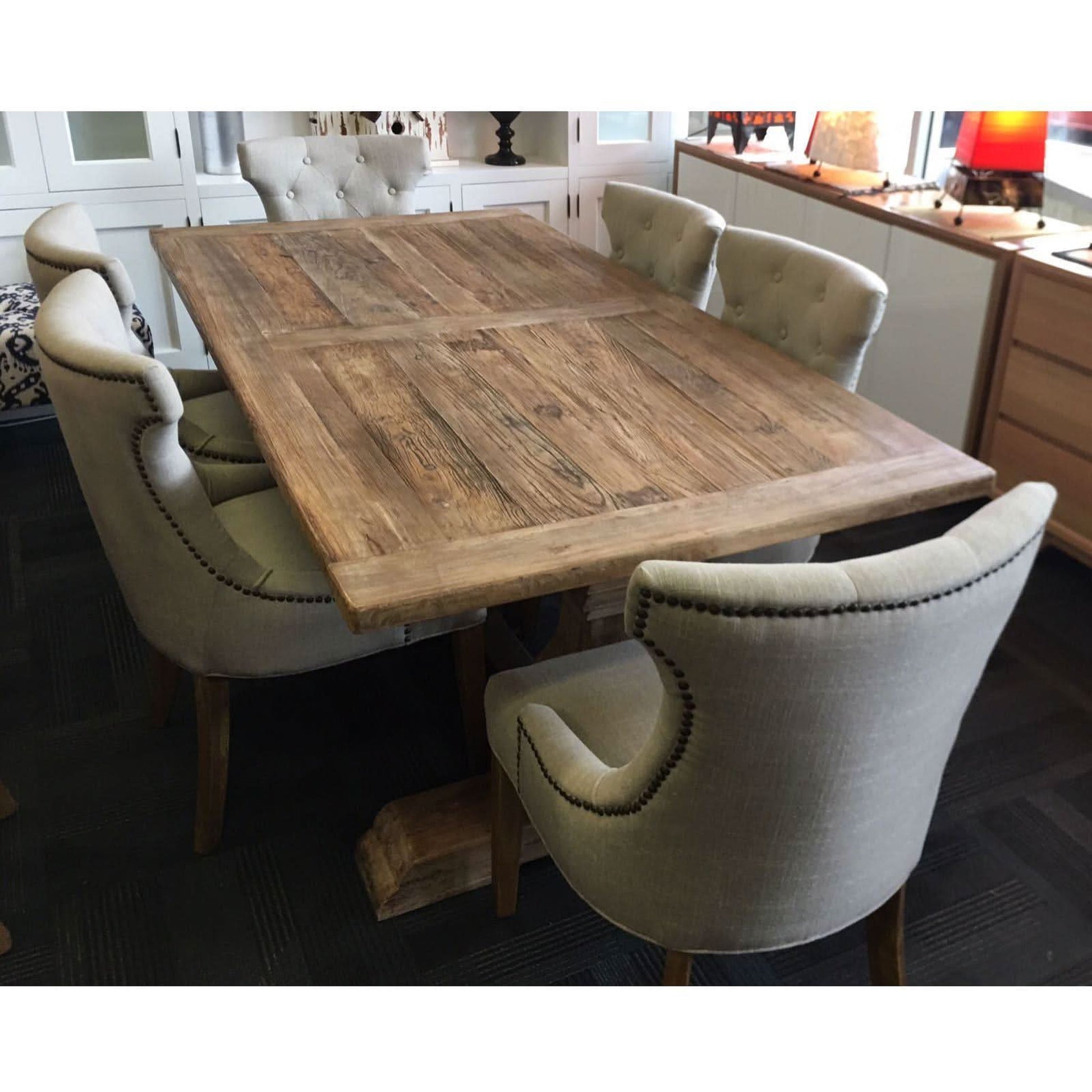 Rhiannon Farmhouse Hampton Style Rustic Dining Table 245cm - Chocolate Wood
