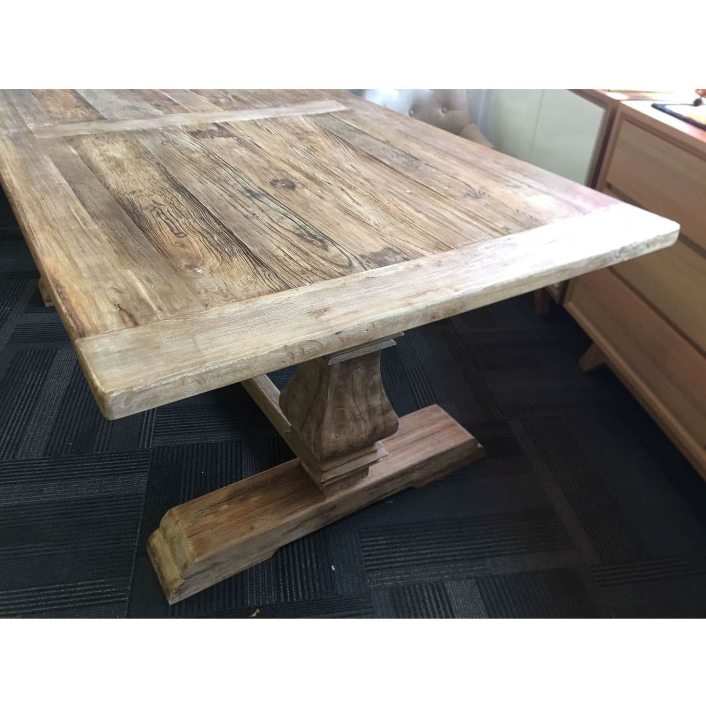 Rhiannon Farmhouse Hampton Style Rustic Dining Table 300cm - Chocolate Wood