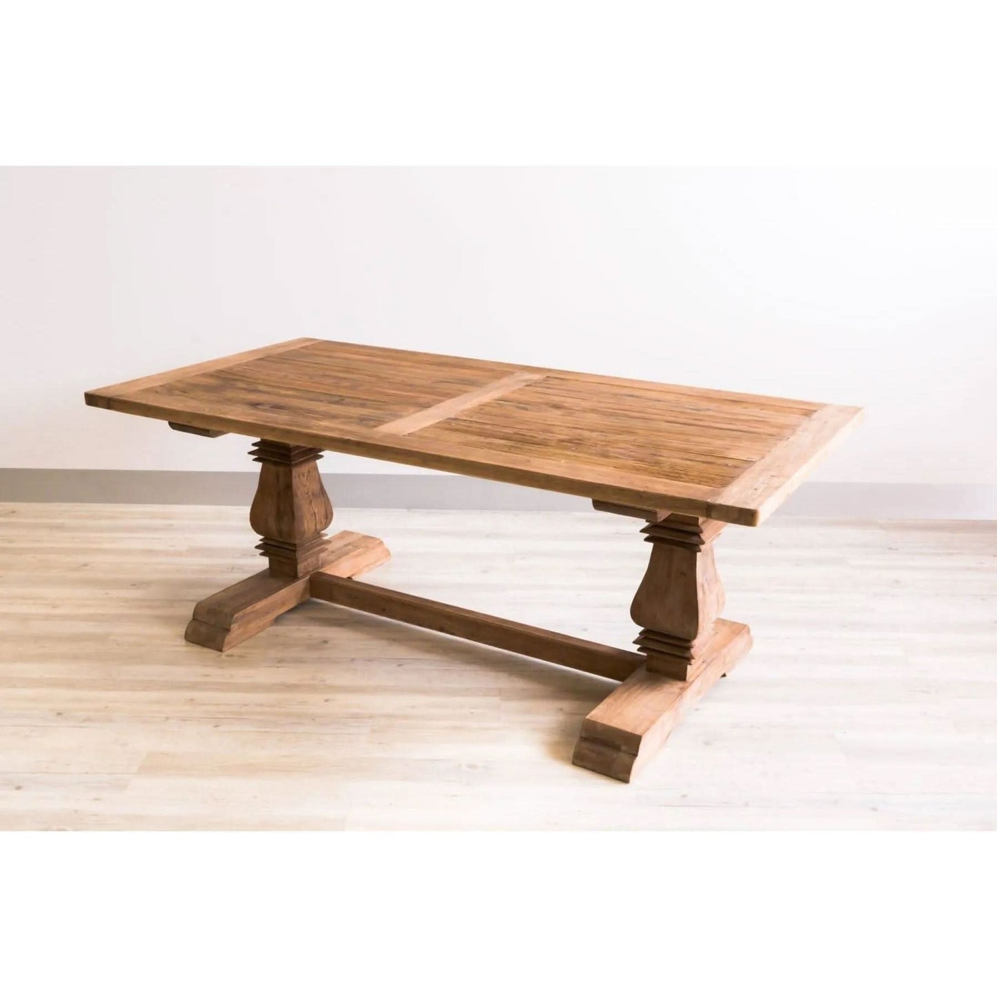 RHIANNON FARMHOUSE RUSTIC DINING TABLE 245CM + 2 X RHIANNON FARMHOUSE BENCHES IN RECYCLED ELM - MyChocolateWood