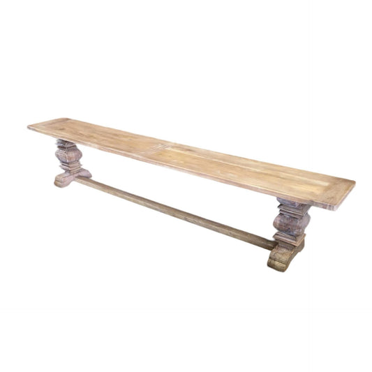 RHIANNON FARMHOUSE RUSTIC DINING TABLE 245CM + 2 X RHIANNON FARMHOUSE BENCHES IN RECYCLED ELM - MyChocolateWood