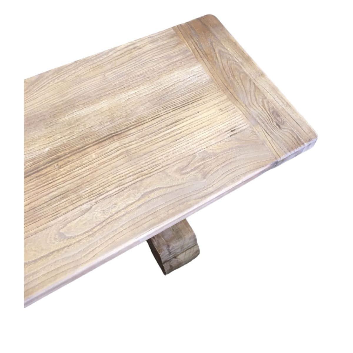 RHIANNON FARMHOUSE RUSTIC DINING TABLE 245CM + 2 X RHIANNON FARMHOUSE BENCHES IN RECYCLED ELM - MyChocolateWood