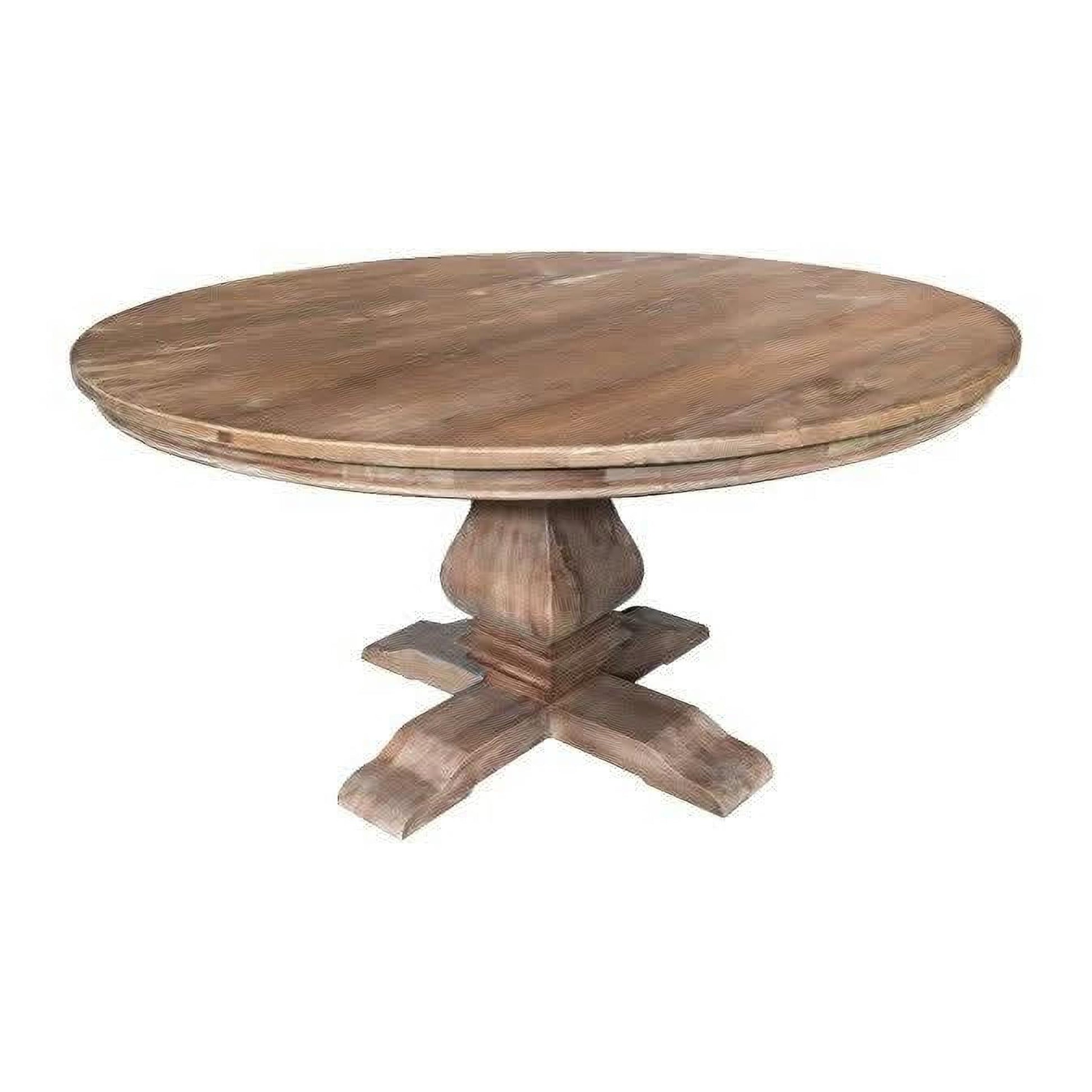 Rhiannon Round Dining Table in Recycled Elm, 150cm - Chocolate Wood