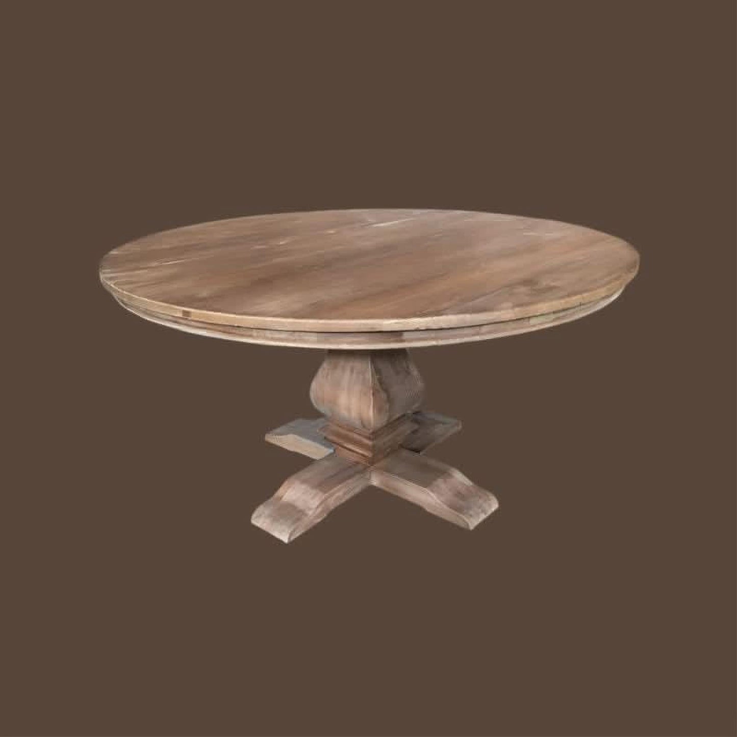 Rhiannon Round Dining Table in Recycled Elm, 180cm - Chocolate Wood