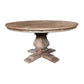 Rhiannon Round Dining Table in Recycled Elm, 180cm - Chocolate Wood