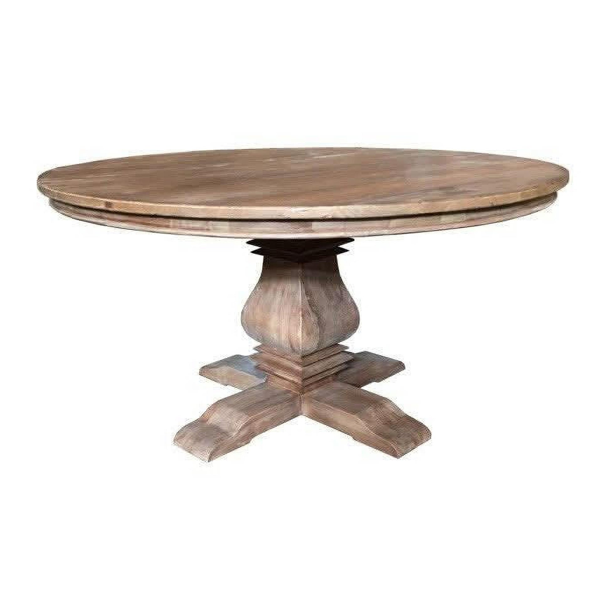 Rhiannon Round Dining Table in Recycled Elm, 180cm - Chocolate Wood