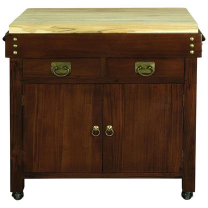 Ricardo solid mahogany timber large butcher block kitchen island with castors, crafted by Chocolate Wood for durable kitchen use