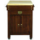 Ricardo solid mahogany timber small butcher block kitchen island with castors, mahogany finish, and sturdy wood construction.