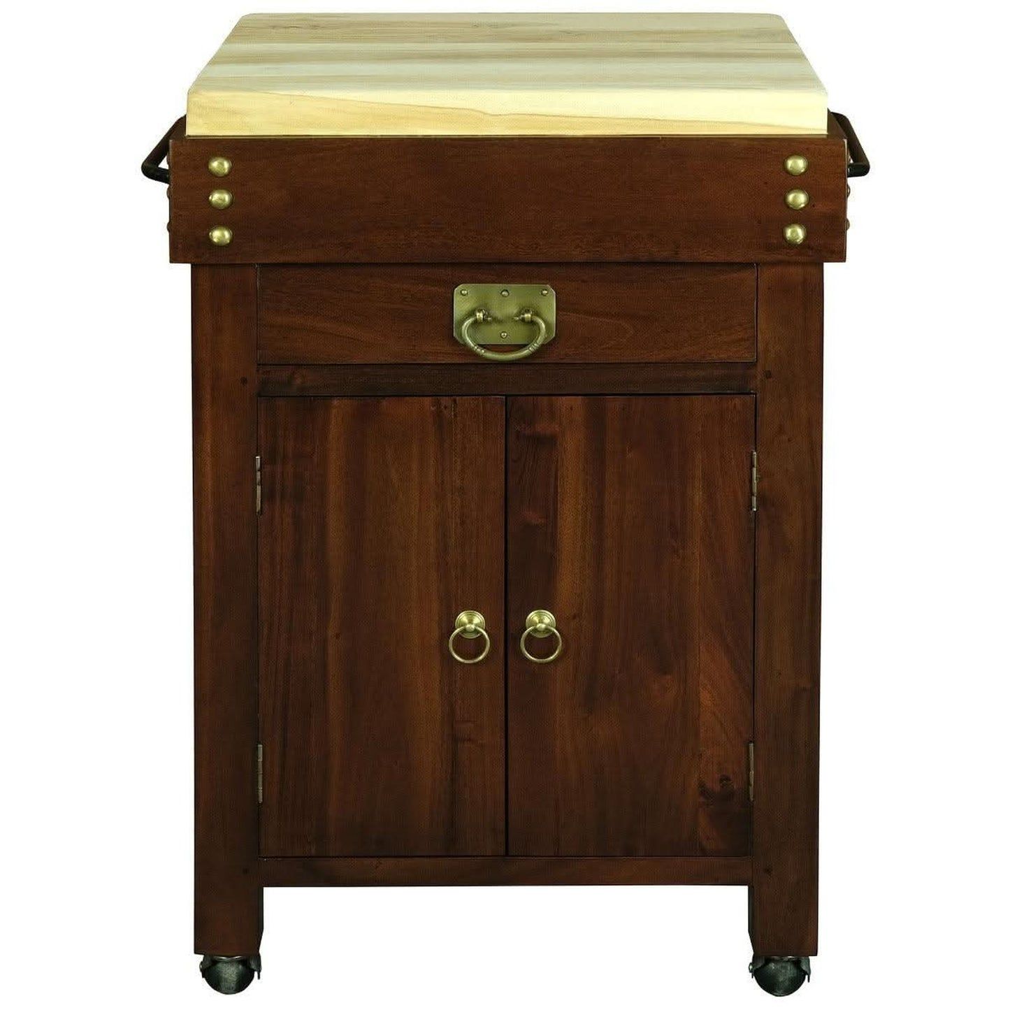 Ricardo Solid Mahogany Butcher Block Kitchen Island, Small, in Mahogany - Chocolate Wood