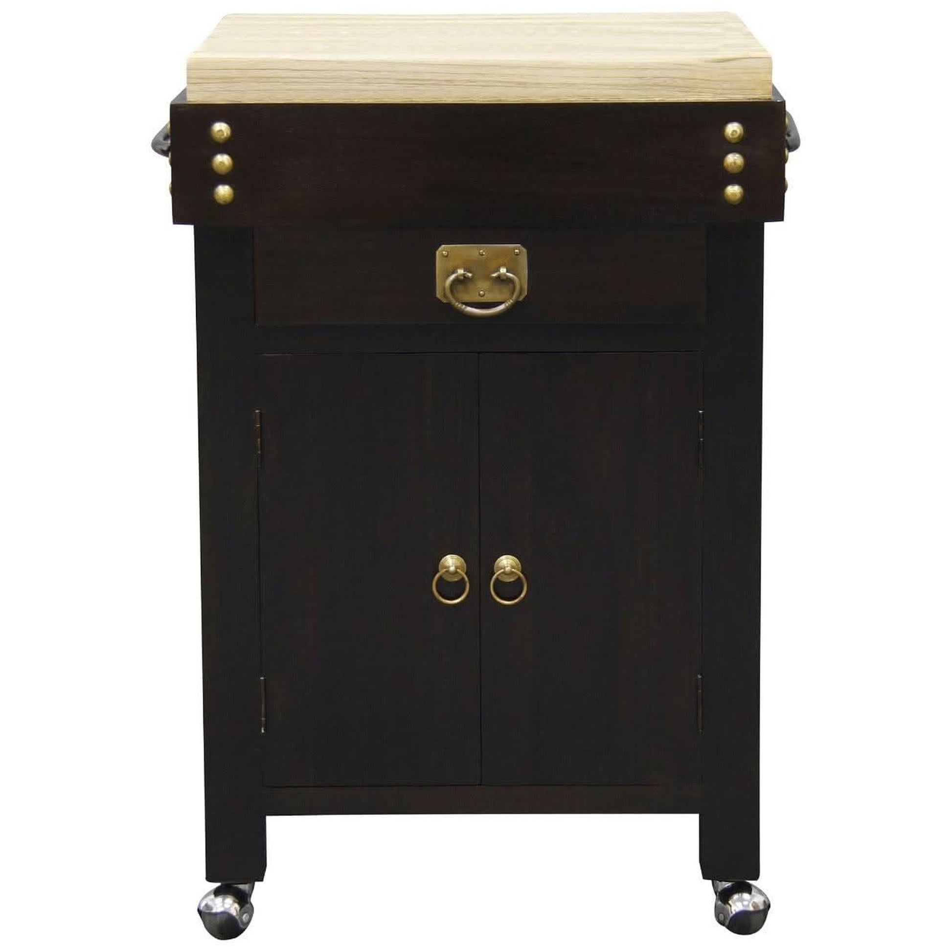 Ricardo Solid Mahogany Butcher Block Kitchen Island, Small, in Chocolate - Chocolate Wood