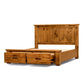 Richmond Solid Pine King Size Bed with End Drawers - Chocolate Wood