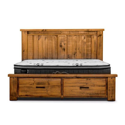 RICHMOND SOLID PINE QUEEN SIZE BED WITH END DRAWERS
