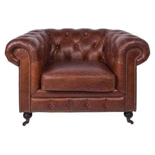 RIMINI HAMPTON COURT AGED LEATHER ARMCHAIR - MyChocolateWood