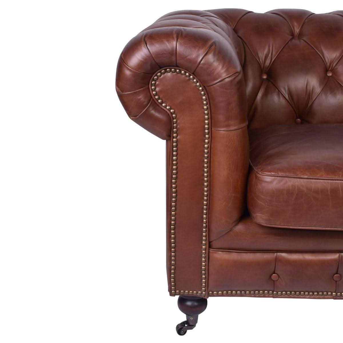 RIMINI HAMPTON COURT AGED LEATHER ARMCHAIR - MyChocolateWood