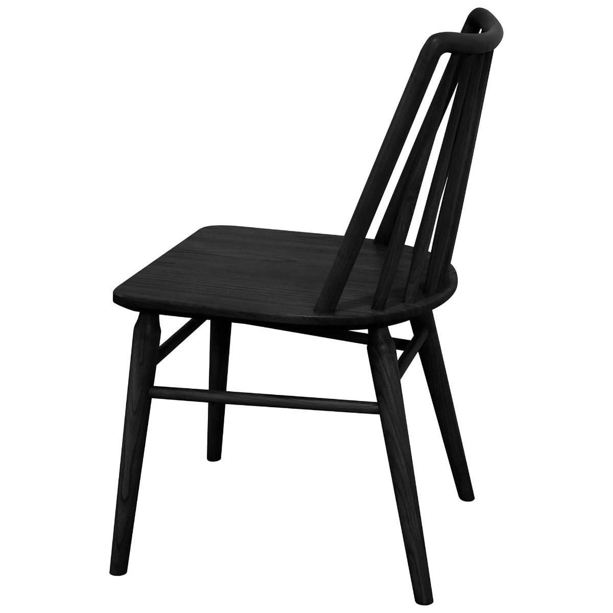 RIVIERA SOLID OAK DINING CHAIRS IN BLACK SET OF 2 - MyChocolateWood