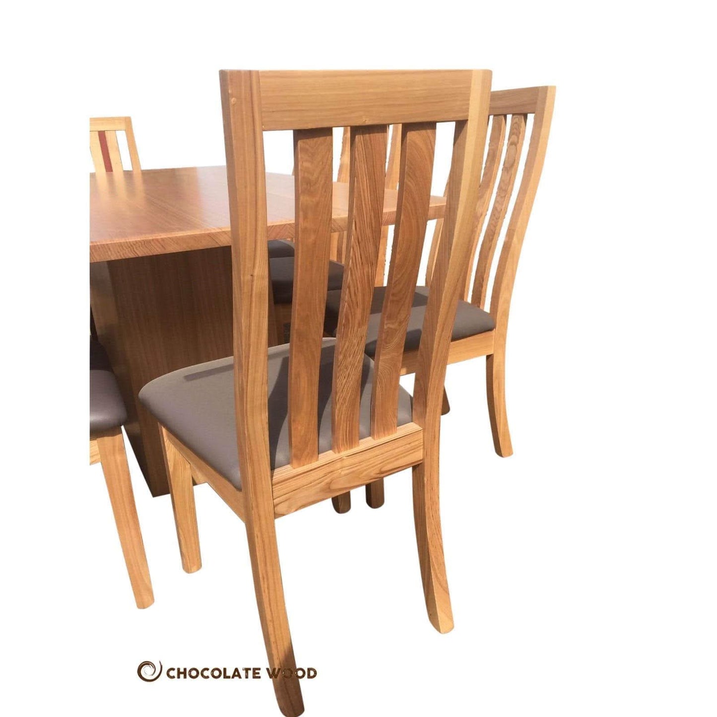 ROMA 9 PIECE TASSIE OAK RECTANGULAR DINING TABLE SET IN CLEAR LACQUER 240CM MADE TO ORDER IN AUSTRALIA