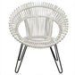 Rosalind Hand Woven Rattan Leisure Chair in White / Black - Chocolate Wood
