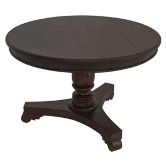 ROSMARIE QUEEN ANN ROUND DINING TABLE IN SOLID MAHOGANY 120CM - CHOCOLATE - MyChocolateWood