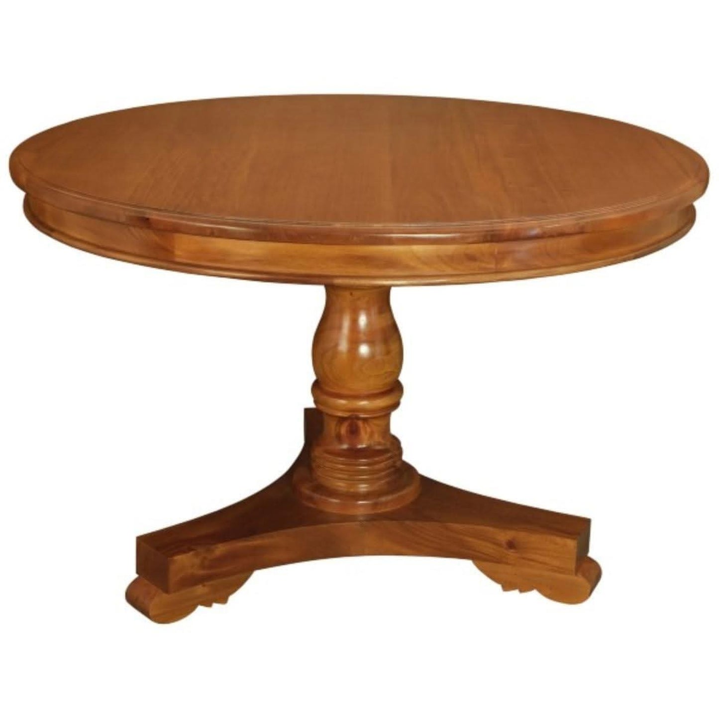 Rosmarie Queen Ann Round Dining Table 120cm in Light Pecan - Chocolate Wood