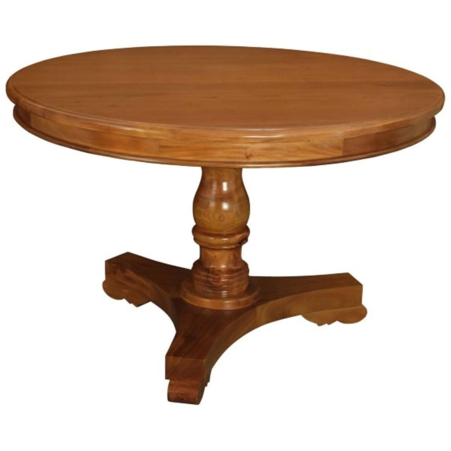 Rosmarie Queen Ann Round Dining Table 120cm in Light Pecan - Chocolate Wood