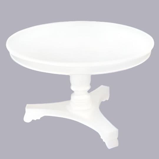 ROSMARIE QUEEN ANN ROUND DINING TABLE IN SOLID MAHOGANY 120CM - SOLID WHITE - MyChocolateWood