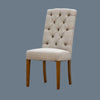 ROSSI HAMPTONS SOLID RUBBER WOOD DINING CHAIR WITH A BEIGE LINEN FABRIC