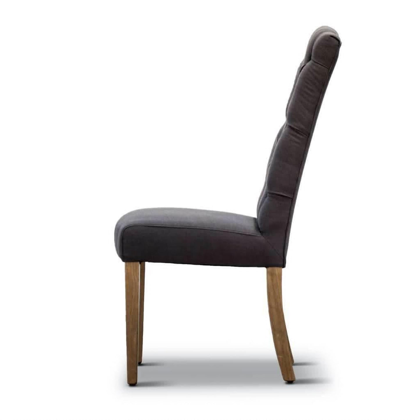 Rossi Hamptons Solid Rubber Wood Dining Chair in Charcoal Linen - Chocolate Wood