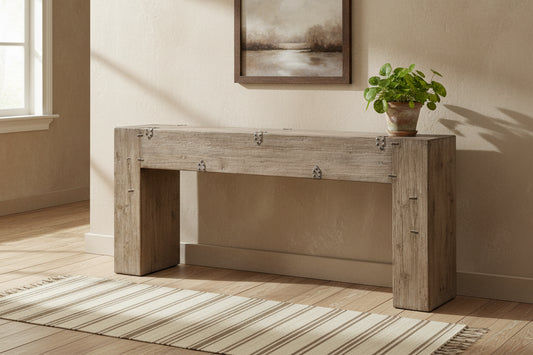 ROWAN SOLID PINE BLOCK CONSOLE TABLE/HALL TABLE - MyChocolateWood