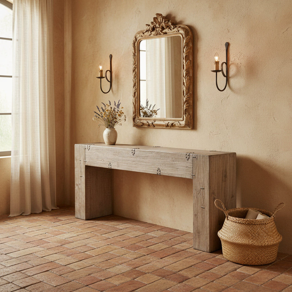 ROWAN SOLID PINE BLOCK CONSOLE TABLE/HALL TABLE - MyChocolateWood