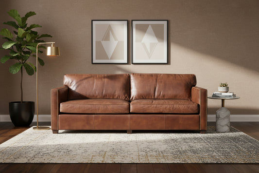 ROXIE AGED LEATHER 3 SEATER SOFA - ITALIAN TOP GRAIN LEATHER - MyChocolateWood