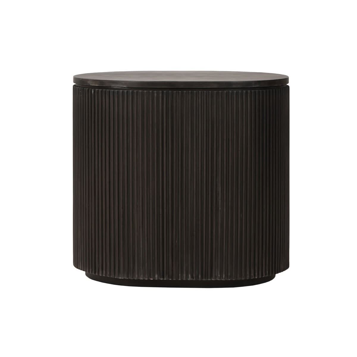 SABRAN MAHOGANY OVAL 3-DRAWER BEDSIDE TABLE NIGHTSTAND GREY OAK - MyChocolateWood