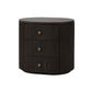 SABRAN MAHOGANY OVAL 3-DRAWER BEDSIDE TABLE NIGHTSTAND GREY OAK - MyChocolateWood