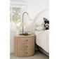 Sabran Mahogany Oval 3-Drawer Bedside Table in Sandbar - Chocolate Wood