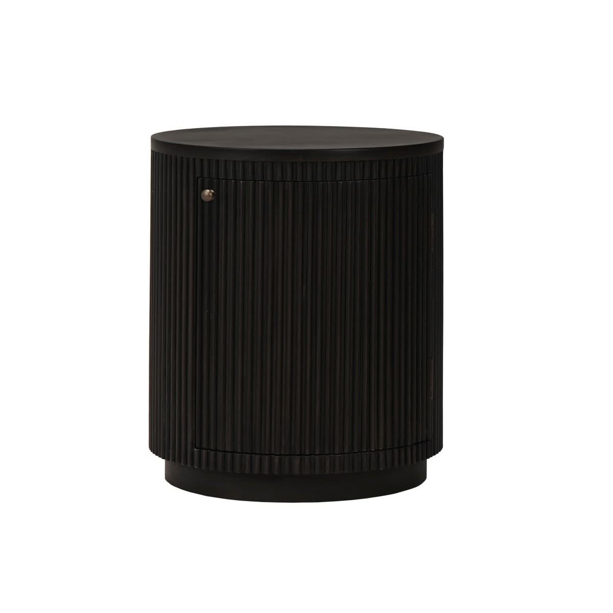 SABRAN MAHOGANY ROUND 3-DRAWER BEDSIDE TABLE NIGHTSTAND GREY OAK - MyChocolateWood