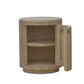 Sabran Mahogany Round 3-Drawer Bedside Table in Sandbar - Chocolate Wood