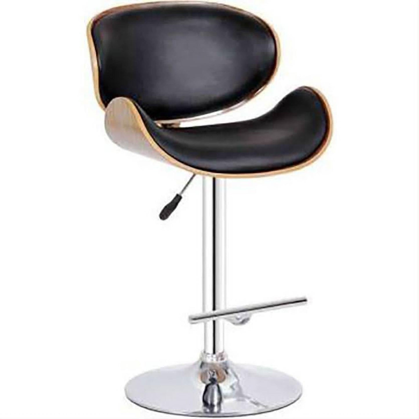 SAN MARIE BAR CHAIR CHROME AND WALNUT BLACK PU