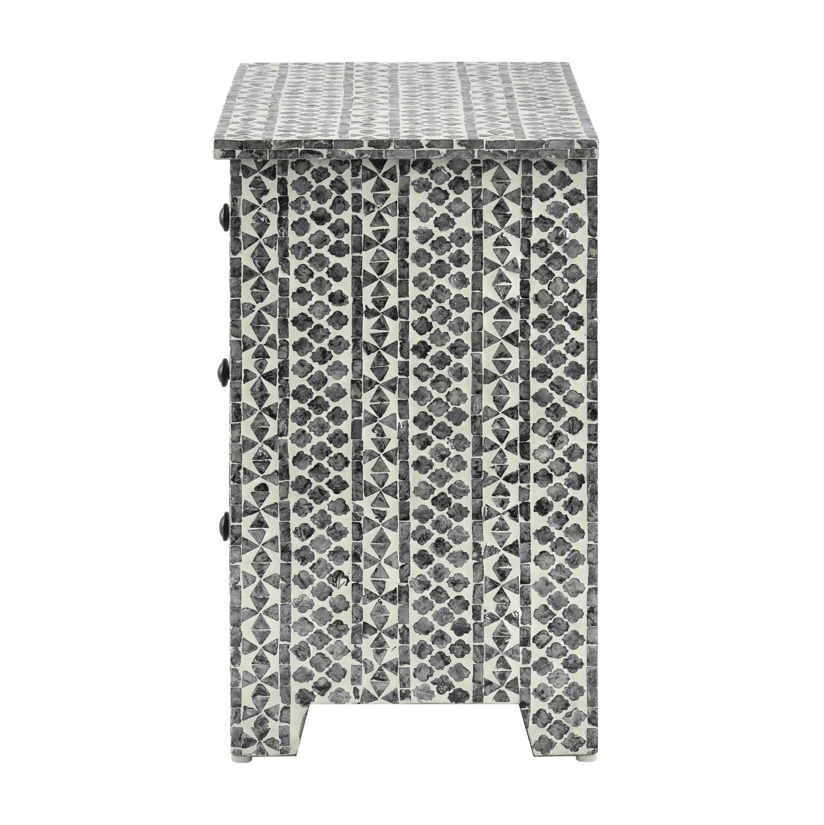 SANTA FE SIDE SHELL INLAY 3 DRAWER SIDE TABLE/BEDSIDE TABLE - MyChocolateWood