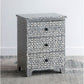 SANTA FE SIDE SHELL INLAY 3 DRAWER SIDE TABLE/BEDSIDE TABLE - MyChocolateWood