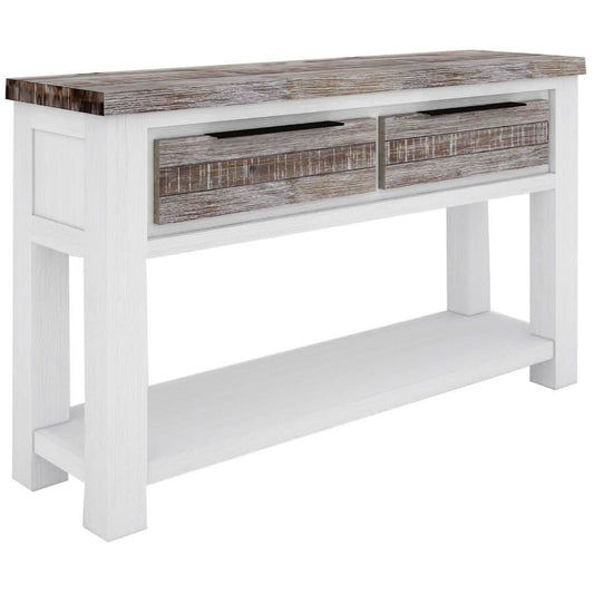 SCARBRO HAMPTONS SOLID ACACIA TIMBER CONSOLE TABLE WITH 2 DRAWERS - MyChocolateWood