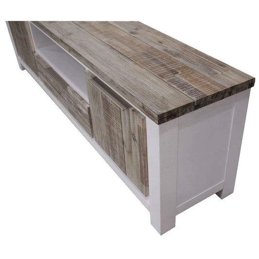 SCARBRO HAMPTONS SOLID ACACIA TIMBER TV/ENTERTAINMENT UNIT 2 DOORS & 1 DRAWER 210CM - MyChocolateWood