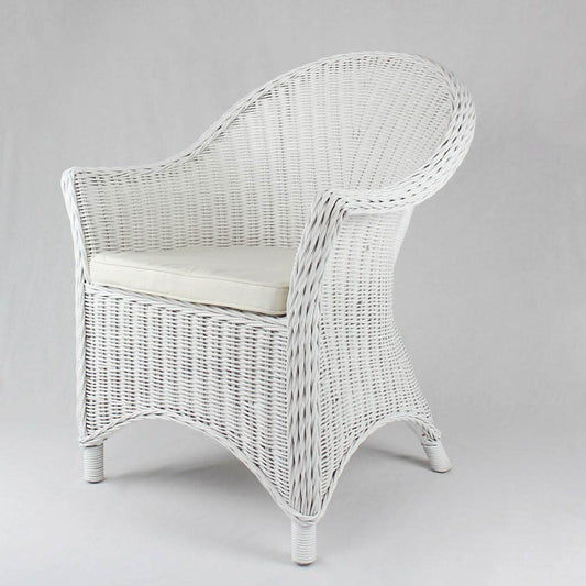 SCARLETT WHITE RATTAN LOUNGE CHAIR/ ACCENT CHAIR/ ARMCHAIR /EASY CHAIR - MyChocolateWood