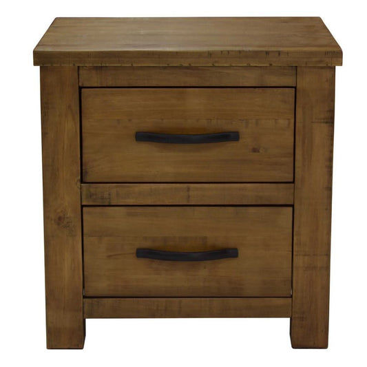 SCOTTI SOLID PINE 2 DRAWER BEDSIDE TABLE NIGHTSTAND AGED SUNDRIED ASH COLOUR - MyChocolateWood