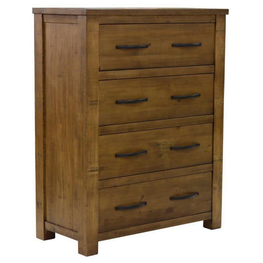 SCOTTI SOLID PINE 4 DRAWER TALLBOY/ 4 DRAWER CHEST OF DRAWERS AGED SUNDRIED ASH COLOUR - MyChocolateWood