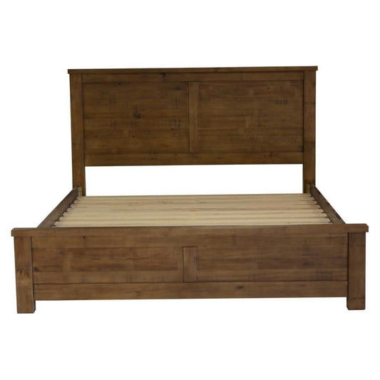 Scotti Solid Pine Bed in Aged Sundried Ash, Double - Chocolate Wood