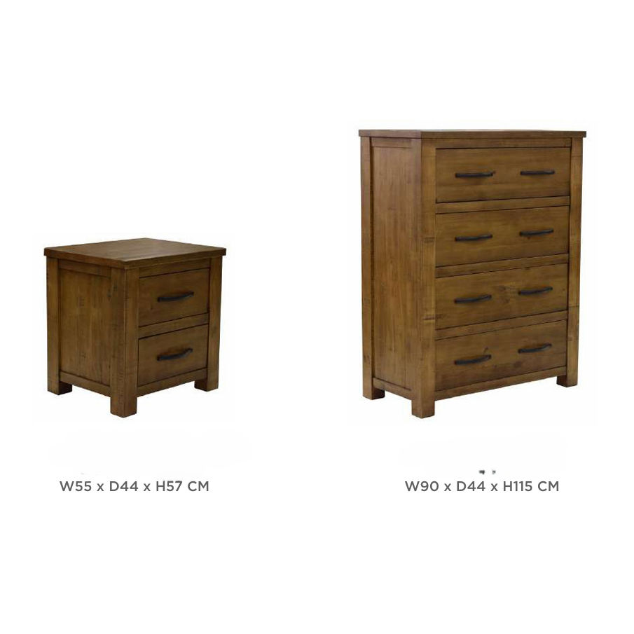 SCOTTI SOLID PINE KING BED AGED SUNDRIED ASH COLOUR - MyChocolateWood