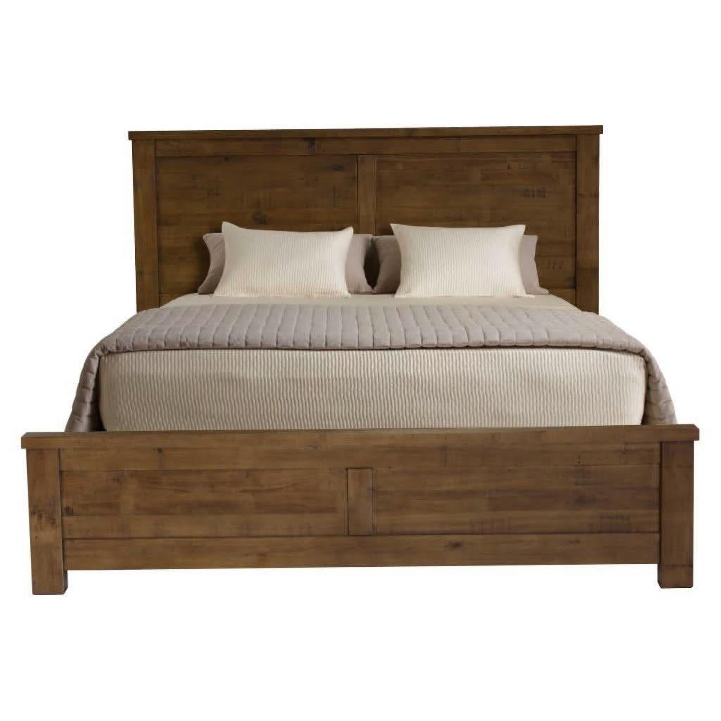 Scotti Solid Pine Bed in Aged Sundried Ash, Queen - Chocolate Wood