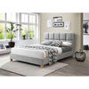 Scrivens Fabric Bed in Mist Grey, Double - Chocolate Wood