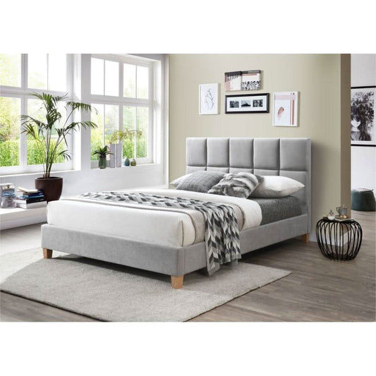 SCRIVENS FABRIC QUEEN BED IN MIST GREY - MyChocolateWood