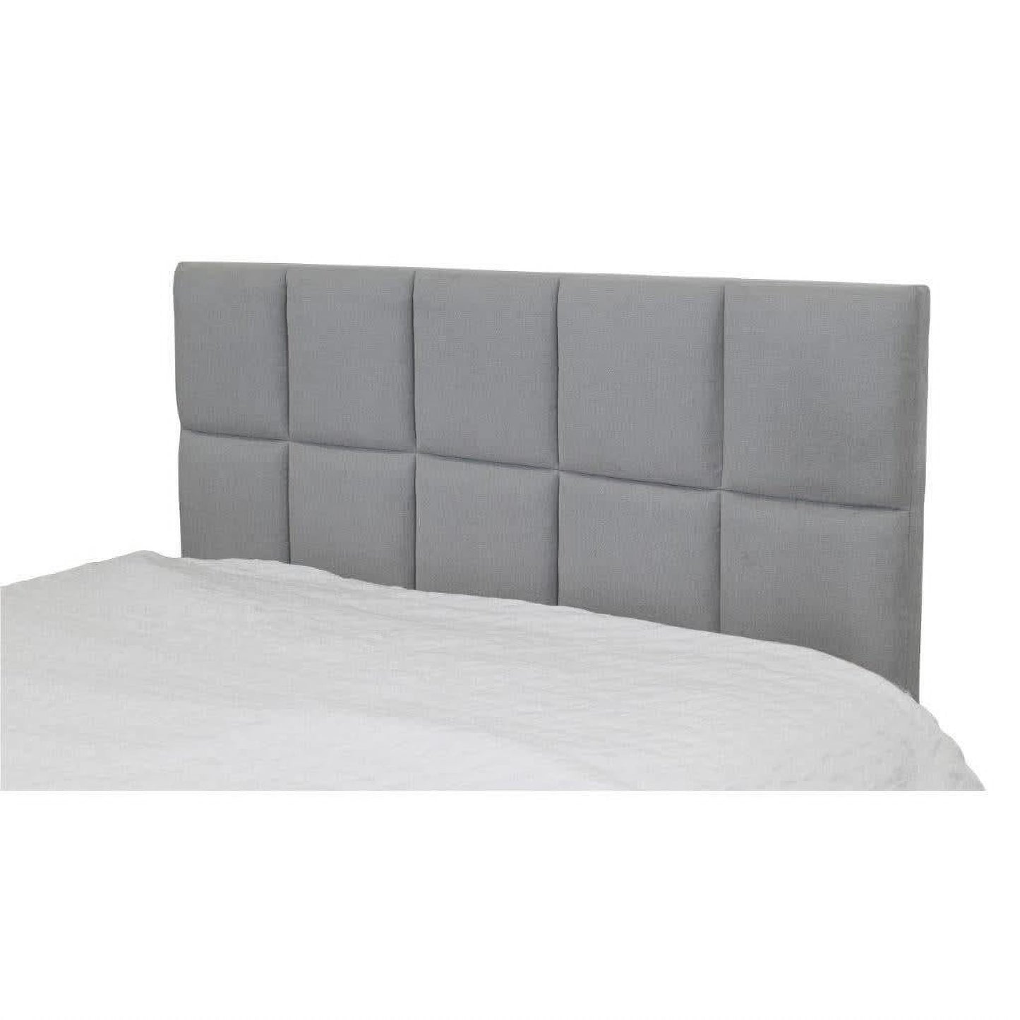 Scrivens Fabric Bed in Mist Grey, Queen - Chocolate Wood