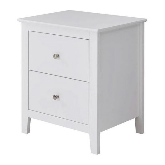 SELENE RUBBERWOOD 2-DRAWER BEDSIDE TABLE WHITE